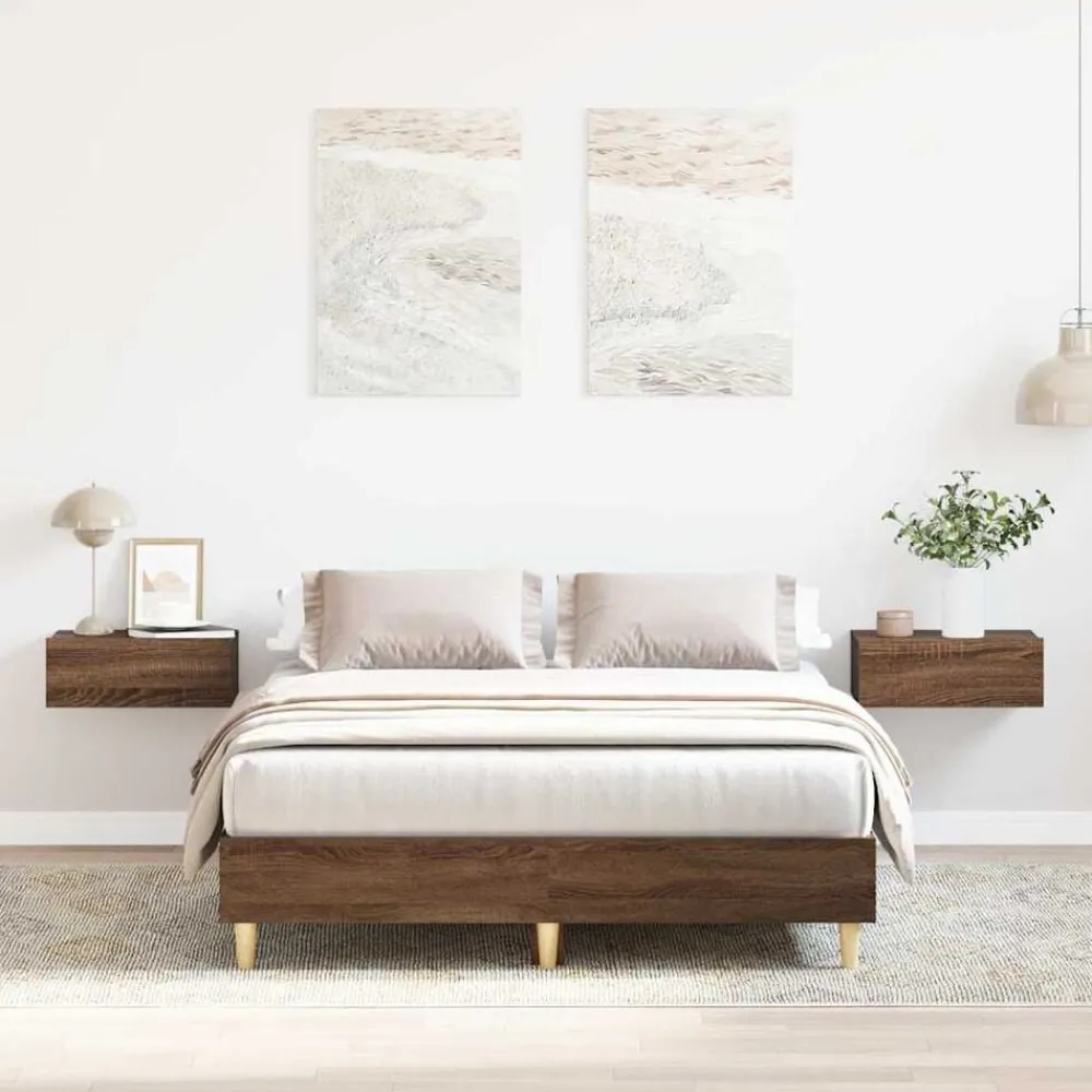 vidaXL Camas Y Accesorios-Estructura de cama sin colchón madera marrón roble 120x200 cm