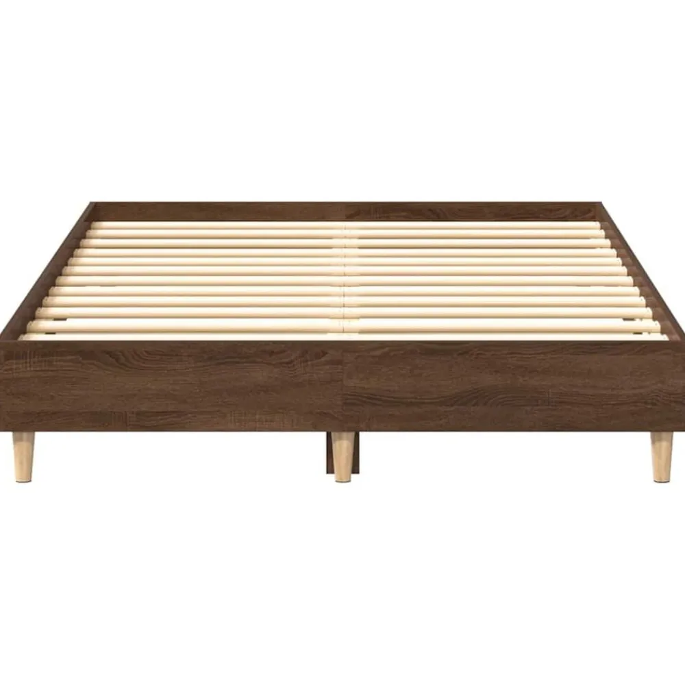 vidaXL Camas Y Accesorios-Estructura de cama sin colchón madera marrón roble 120x200 cm