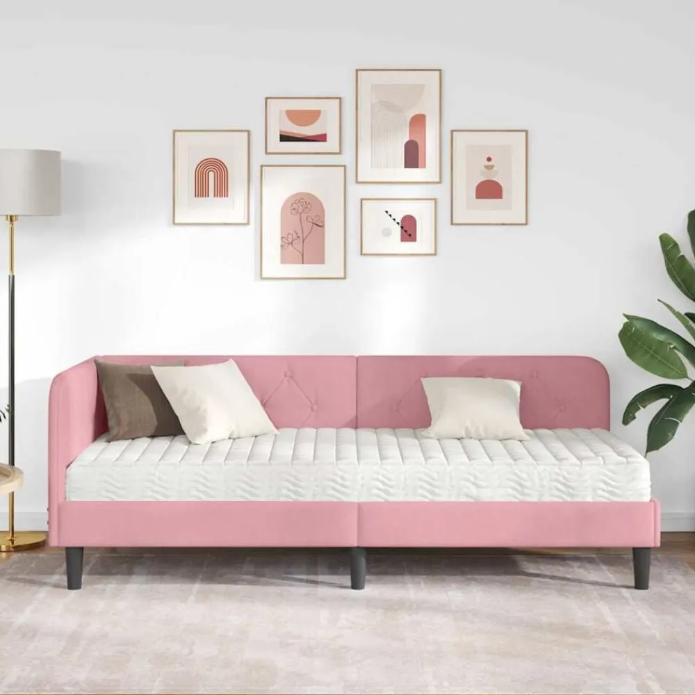 vidaXL Camas Y Accesorios-Estructura de cama en esquina 80 x 200 cm Terciopelo