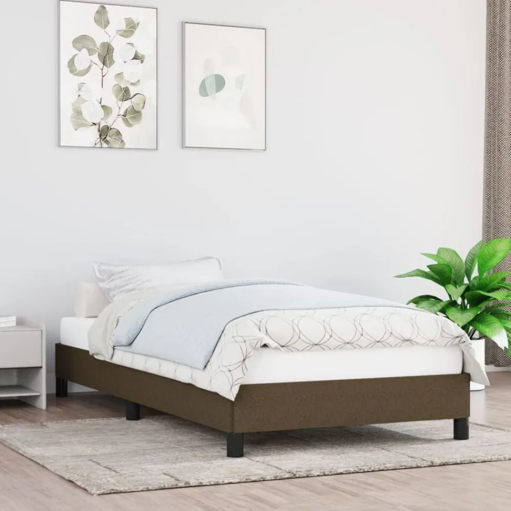 vidaXL Estructura de cama sin colchón tela marrón oscuro 80x200 cm Marrón oscuro Outlet