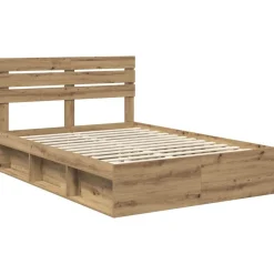vidaXL Estructura de cama con cabecera Roble Artesanal 140 x 190 cm Roble artisan Best