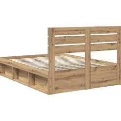 vidaXL Estructura de cama con cabecera Roble Artesanal 140 x 190 cm Roble artisan Best
