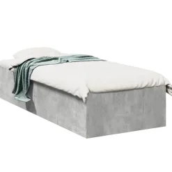 vidaXL Estructura de cama madera de ingeniería gris hormigón 75x190 cm Gris hormigón Outlet