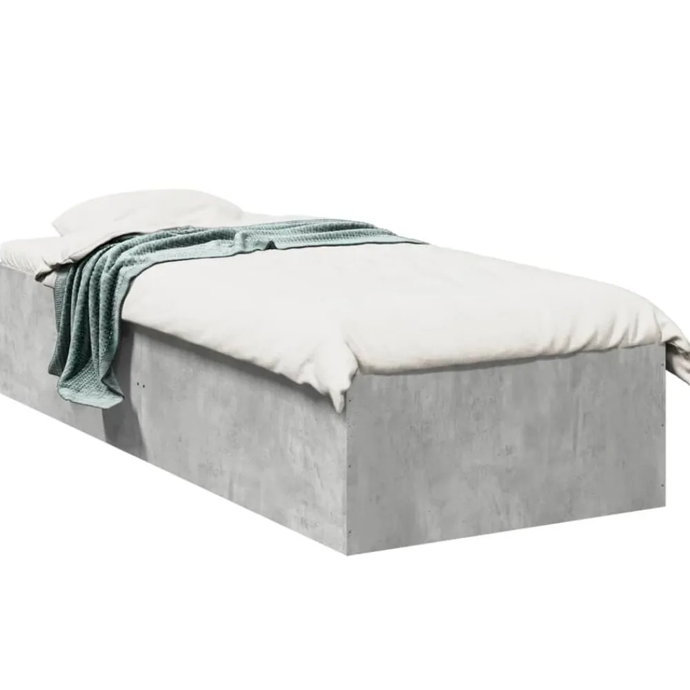 vidaXL Estructura de cama madera de ingeniería gris hormigón 75x190 cm Gris hormigón Outlet