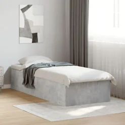 vidaXL Estructura de cama madera de ingeniería gris hormigón 75x190 cm Gris hormig&oacute;n Outlet