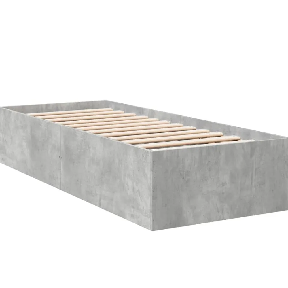 vidaXL Estructura de cama madera de ingeniería gris hormigón 75x190 cm Gris hormigón Outlet