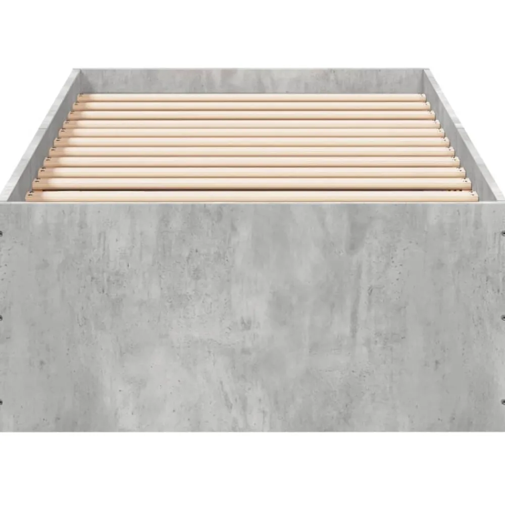 vidaXL Estructura de cama madera de ingeniería gris hormigón 75x190 cm Gris hormigón Outlet