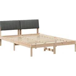vidaXL Estructura de cama 135 x 190 cm Negro y gris oscuro Discount