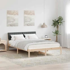 vidaXL Estructura de cama 135 x 190 cm Negro y gris oscuro Discount