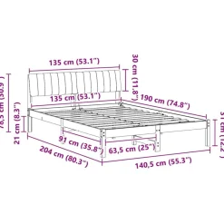 vidaXL Estructura de cama 135 x 190 cm Negro y gris oscuro Discount