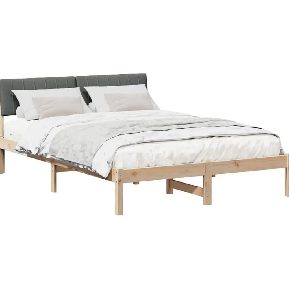 vidaXL Estructura de cama 135 x 190 cm Negro y gris oscuro Discount