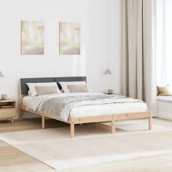 vidaXL Estructura de cama 135 x 190 cm Negro y gris oscuro Discount
