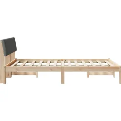 vidaXL Estructura de cama 135 x 190 cm Negro y gris oscuro Discount