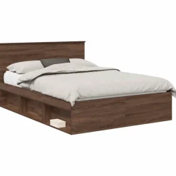 vidaXL Estructura de cama con cabecera Roble Marrón 140 x 200 cm Marrón roble New