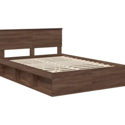vidaXL Estructura de cama con cabecera Roble Marrón 140 x 200 cm Marrón roble New