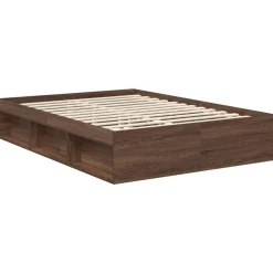 vidaXL Estructura de cama con cabecera Roble Marrón 140 x 200 cm Marrón roble New