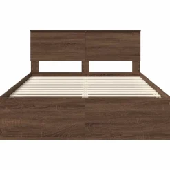 vidaXL Estructura de cama con cabecera Roble Marrón 140 x 200 cm Marrón roble New