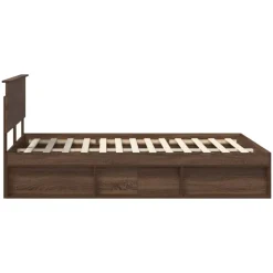 vidaXL Estructura de cama con cabecera Roble Marrón 140 x 200 cm Marrón roble New