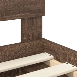 vidaXL Estructura de cama con cabecera Roble Marrón 140 x 200 cm Marrón roble New