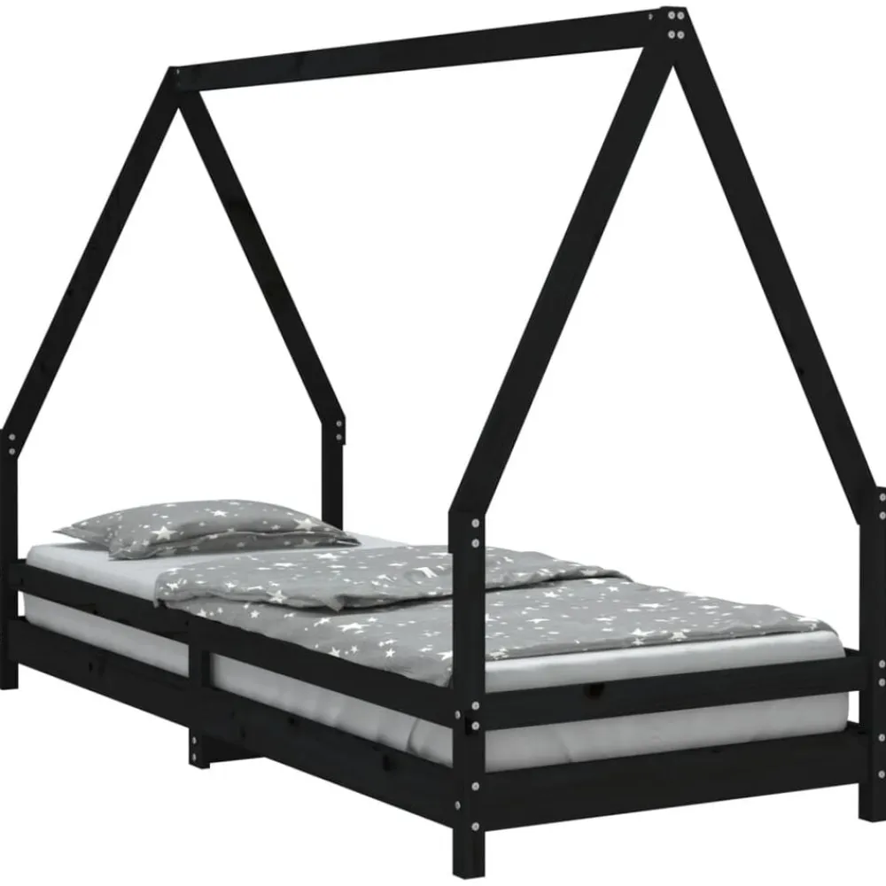 vidaXL Estructura de cama para niños madera de pino 80x200 cm Negro Hot