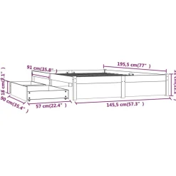 vidaXL Camas Y Accesorios-Estructura de cama con cajones 140x190 cm