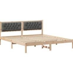 vidaXL Estructura de cama con cabecera Gris oscuro 160 x 200 cm Negro y gris oscuro Hot