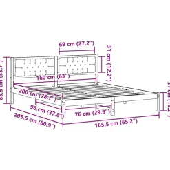 vidaXL Estructura de cama con cabecera Gris oscuro 160 x 200 cm Negro y gris oscuro Hot