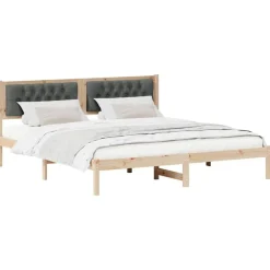 vidaXL Estructura de cama con cabecera Gris oscuro 160 x 200 cm Negro y gris oscuro Hot