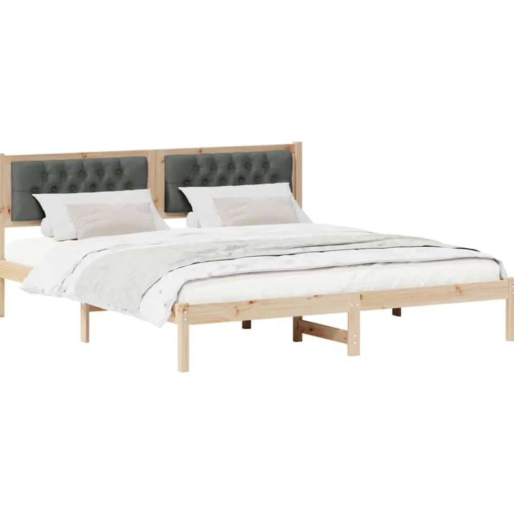 vidaXL Estructura de cama con cabecera Gris oscuro 160 x 200 cm Negro y gris oscuro Hot
