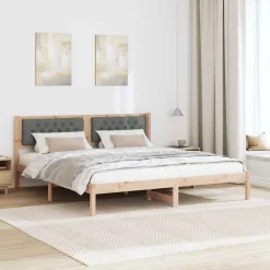 vidaXL Estructura de cama con cabecera Gris oscuro 160 x 200 cm Negro y gris oscuro Hot
