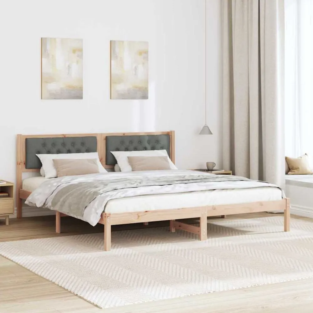 vidaXL Estructura de cama con cabecera Gris oscuro 160 x 200 cm Negro y gris oscuro Hot