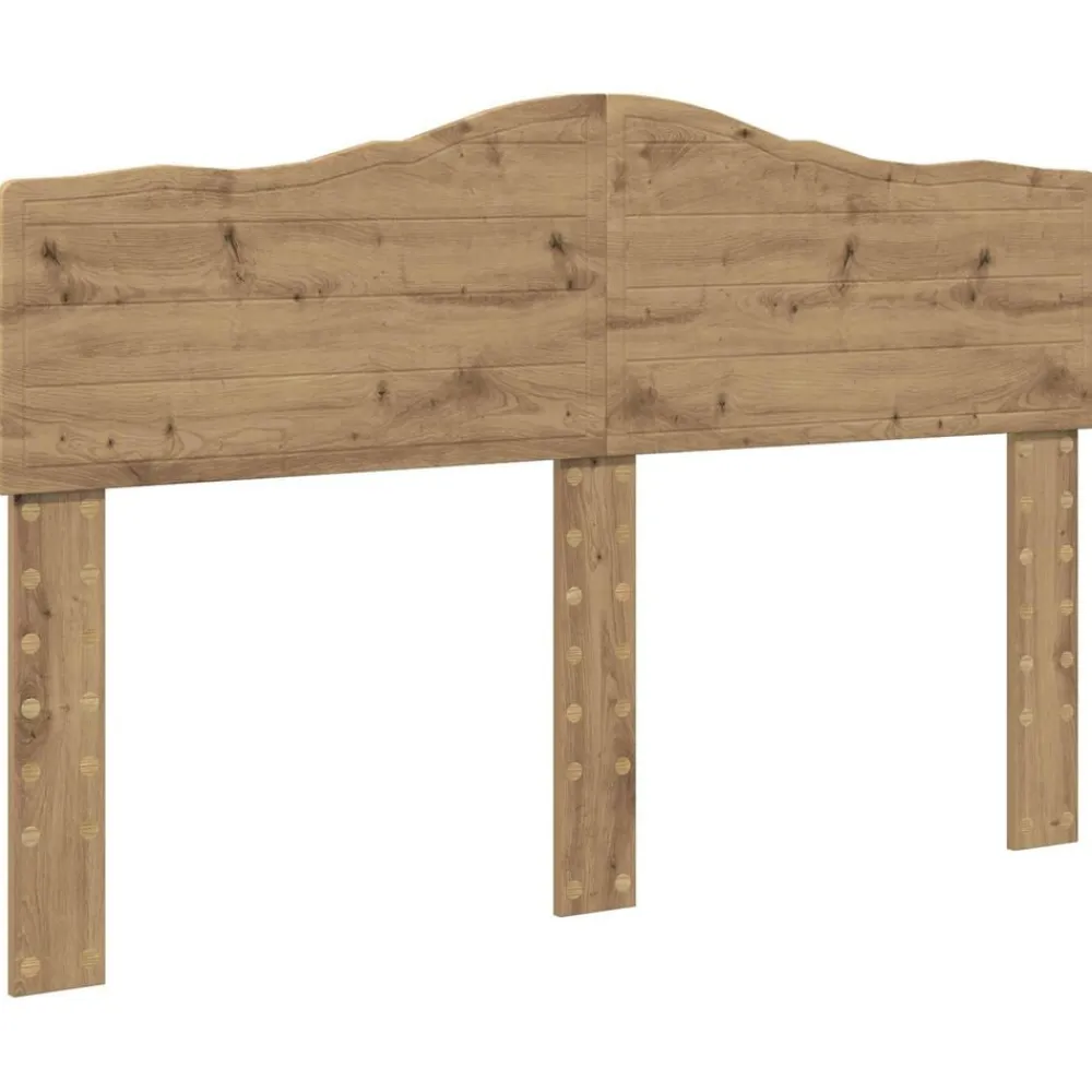 vidaXL Camas Y Accesorios-Estructura de cama con cabecera Roble Artesanal 150 x 200 cm