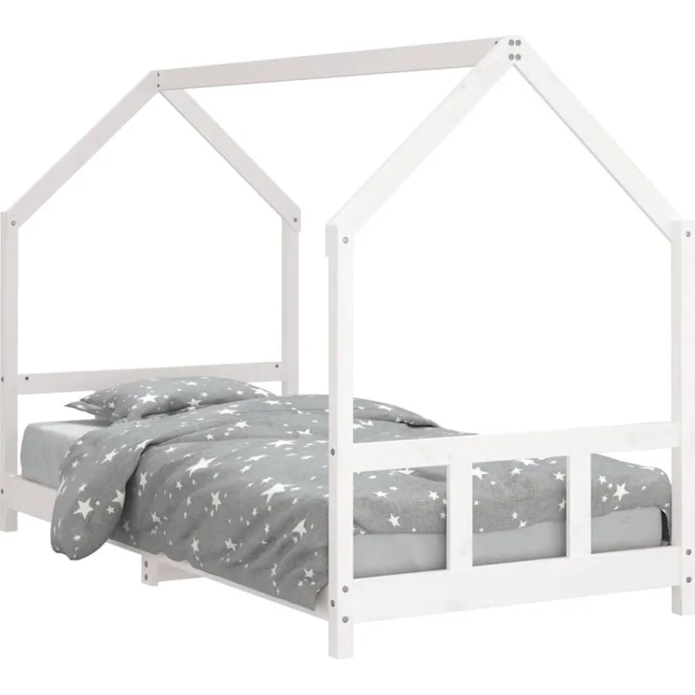 vidaXL Estructura de cama para niños madera de pino 90x200 cm Blanco Discount