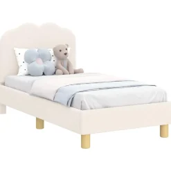 vidaXL Camas Y Accesorios-Estructura de cama para niños pequeños con cabecera Crema