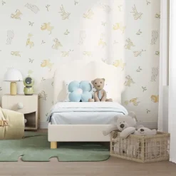 vidaXL Camas Y Accesorios-Estructura de cama para niños pequeños con cabecera Crema