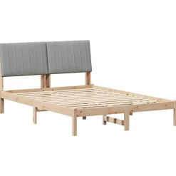 vidaXL Estructura de cama Marrón 135 x 190 cm Madera de pino macizo Marrón y gris claro Hot