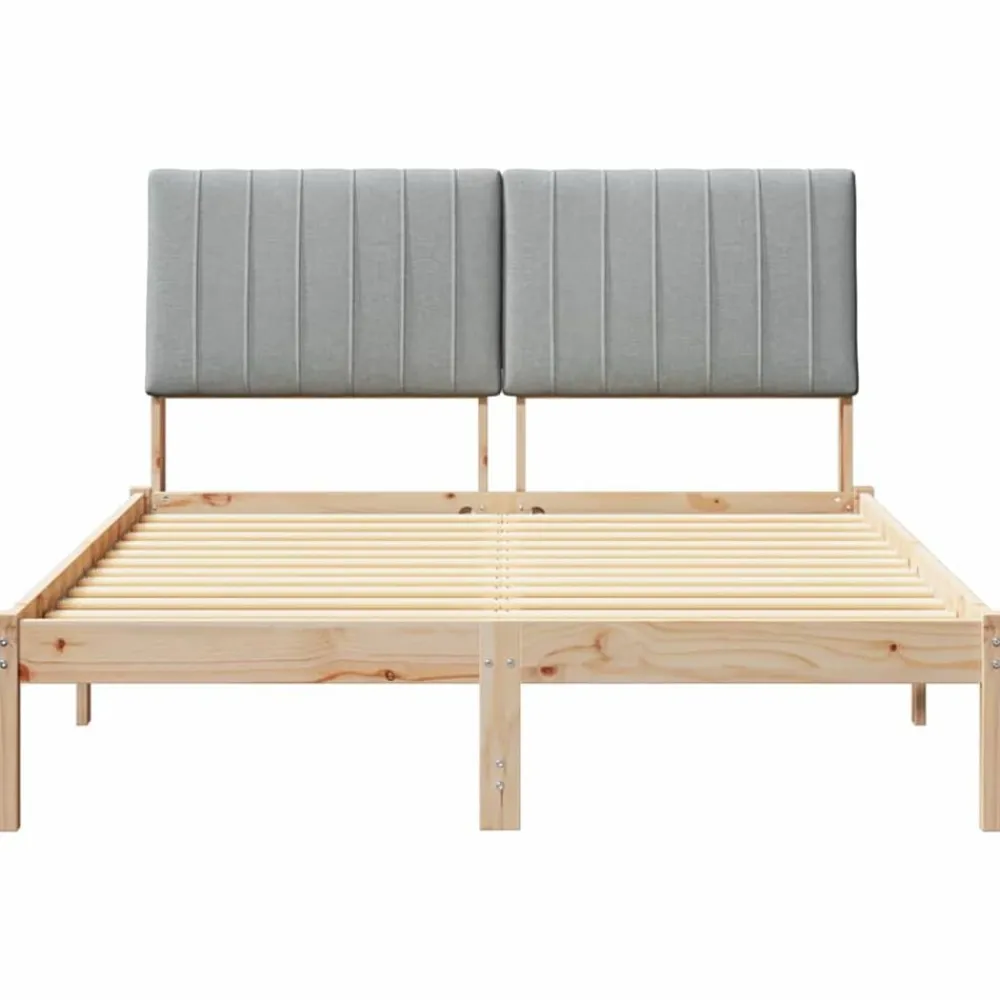 vidaXL Estructura de cama Marrón 135 x 190 cm Madera de pino macizo Marrón y gris claro Hot