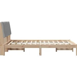 vidaXL Estructura de cama Marrón 135 x 190 cm Madera de pino macizo Marrón y gris claro Hot