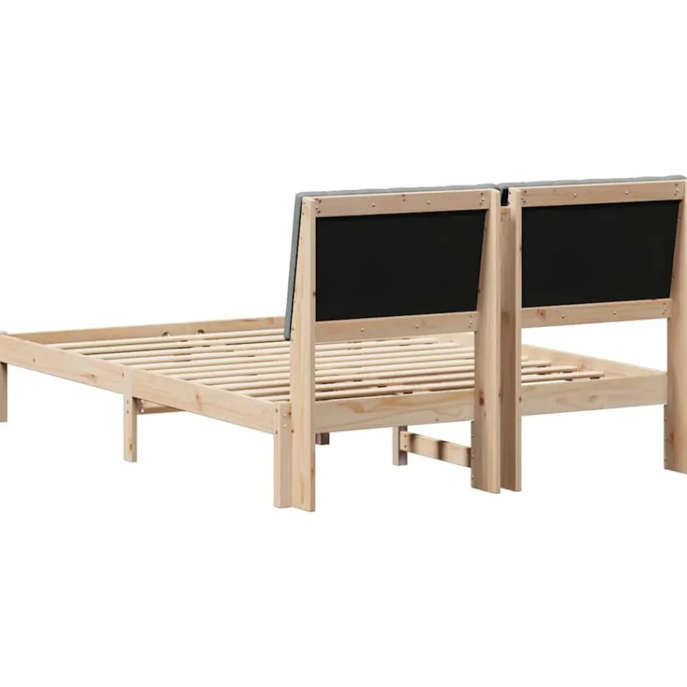 vidaXL Estructura de cama Marrón 135 x 190 cm Madera de pino macizo Marrón y gris claro Hot
