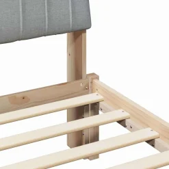 vidaXL Estructura de cama Marrón 135 x 190 cm Madera de pino macizo Marrón y gris claro Hot