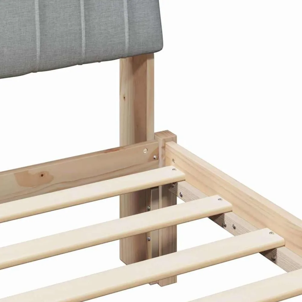 vidaXL Estructura de cama Marrón 135 x 190 cm Madera de pino macizo Marrón y gris claro Hot