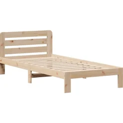 vidaXL Estructura de cama sin colchón madera maciza de pino 90x200 cm Natural New