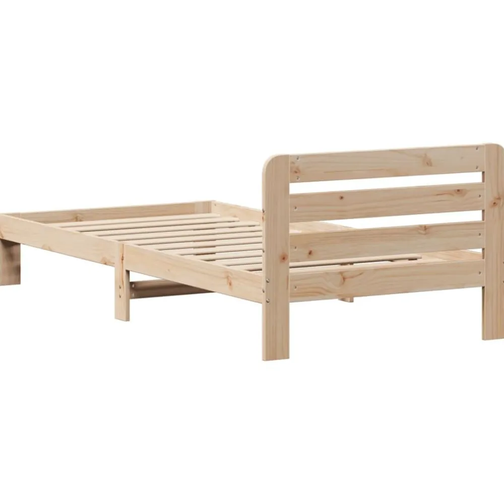 vidaXL Estructura de cama sin colchón madera maciza de pino 90x200 cm Natural New