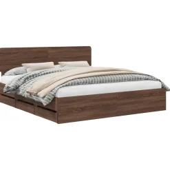 vidaXL Estructura de cama con cajón Roble marrón 200 x 200 cm Roble marrón Outlet