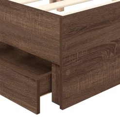 vidaXL Estructura de cama con cajón Roble marrón 200 x 200 cm Roble marrón Outlet