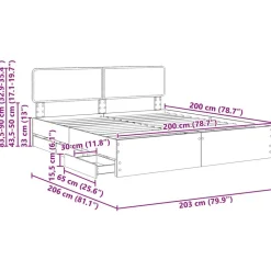 vidaXL Estructura de cama con cajón Roble marrón 200 x 200 cm Roble marrón Outlet