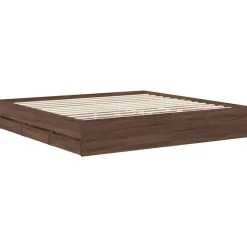 vidaXL Estructura de cama con cajón Roble marrón 200 x 200 cm Roble marrón Outlet