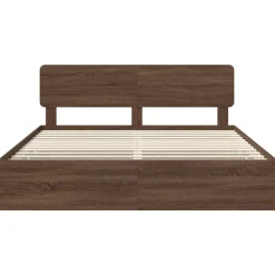 vidaXL Estructura de cama con cajón Roble marrón 200 x 200 cm Roble marrón Outlet