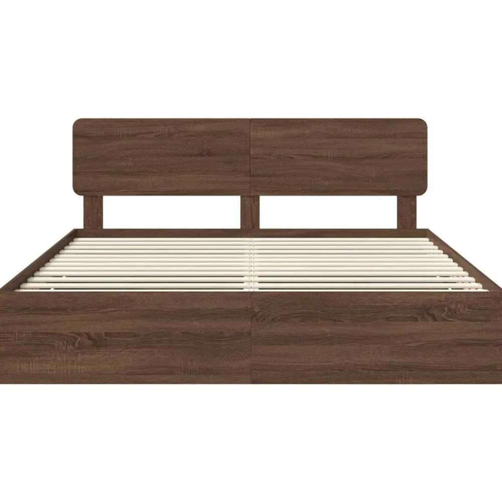 vidaXL Estructura de cama con cajón Roble marrón 200 x 200 cm Roble marrón Outlet
