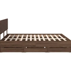 vidaXL Estructura de cama con cajón Roble marrón 200 x 200 cm Roble marrón Outlet